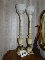 A pair of metal buffet lamps with reflector