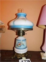 Electric Gone With the Wind lamp, white & blue,