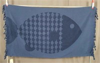 Barine Indigo Fish towel.  90cmx160cm