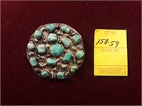 Sterling And Turquoise Brooch