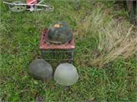 Old Military Helmet liners and Milk Crate