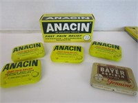 Early Anacin & Bayer Asprin tins