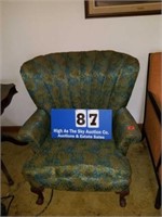 Beautiful Blue & Green Upholstered Arm Chair