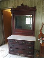 Antique Eastlake Marble top dresser