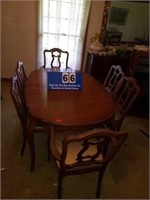 French Provincial Solid Wood Table & 6 Chairs