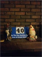 Vintage ceramic hen and rooster