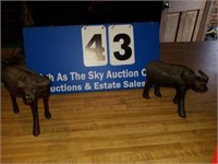 Lot of 2 Vintage Carved water buffalo