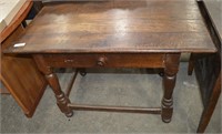 Vintage Oak Table With Center Drawer
