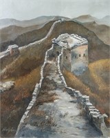 TIAN YI Oil Painting of Great Wall Signed  09.8