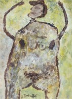 JEAN DUBUFFET French 1901-1985 Mixed Media Nude