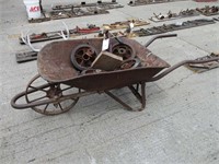 Vintage Wheelbarrow, (4) Vintage Wheels(10")