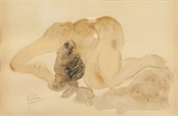AUGUSTE RODIN French 1840-1917 WC on Paper Nude