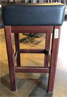 Solid Wood Bar Height Stool W/ Thick Cushion Seat