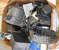 BOX LOT OF CAMERAS AND MORE