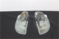 PAIR OF GLASS BOOKENDS
