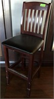Solid Wood Barstool With Black Cushion Seat