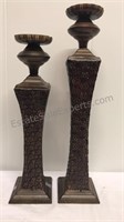 Pair of candleholders, 22 inches and 19 inches
