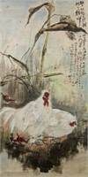 GAO JIANFU Chinese 1879-1951 Watercolor Scroll