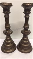 Pair of candle holders 17 1/2 inches