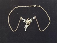STERLING RHINESTONE NECKLACE SIGNED AMLEE
