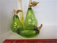 Hand blown / crackle glass home decor pears
