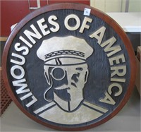 CARVED WOOD LIMOUSINES OF AMERICA SIGN