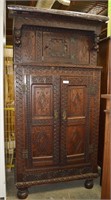 Antique Pilgrim Oak Court Cabinet