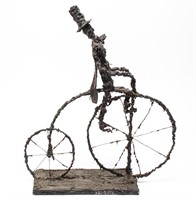 Brutalist Penny Farthing Wire Metal Sculpture
