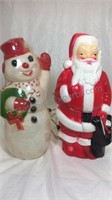 Vintage 13" Santa & Snowman Blow Molds