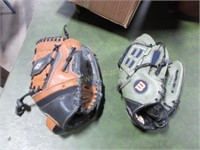 Two kids ball gloves