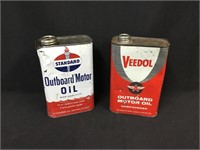 Veedol & Standard outboard motor oil quart tins