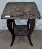 Ornate Floral Carved Wood Accent Table