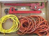 2- 24" pipe wrenches  & 100' extension cord