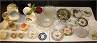 Pottery, painted plates & misc. glass