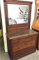 3-drawer dresser with unattached marble top