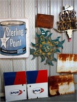 8 pieces metal signs & decor