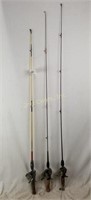 3 Fishing Poles Rods W/ Reels Pflueger & More