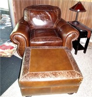 USA Premium Leather Arm Chair & Footrest