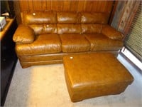 Leather Sofa w/Pull Out Bed & Footrest