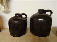 Pair Stoneware Jugs, Glass Jug & Pottery Vase