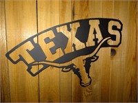 Metal Texas Sign & Cast Iron Longhorn
