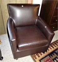 Leather Arm Chair w/footstool