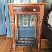 One Drawer Stand with Burl Wood Accent