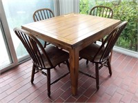Oak Refractory Table with 4 Spindle Back Chairs