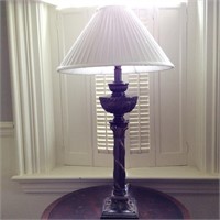 Brass Column Lamp with Shade
