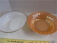 Lusterware & White with gold rim Fire King bowls