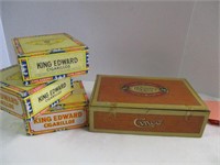 3 King Edward cigar boxes 5 x 5 & Cinco cigar box