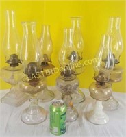 7 Antique Glass Oil Lamps
