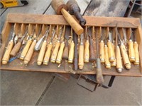 Wood Carving Tools and Bench