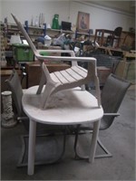 Plastic Patio Table & Metal Chairs & Plastic